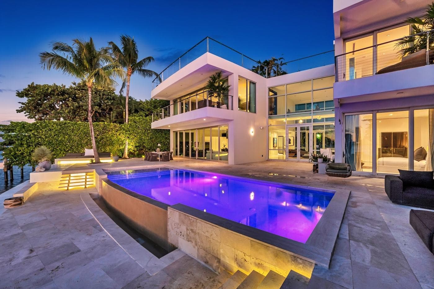 Waterfront villa on the Venetian Islands at dusk
